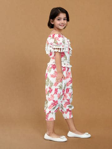 Toonyport Leaf Printed Jumpsuit For Girls