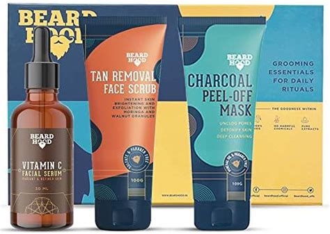 Beardhood Complete Face Care Kit (Tan Removal Scrub, Peel Off Mask ...