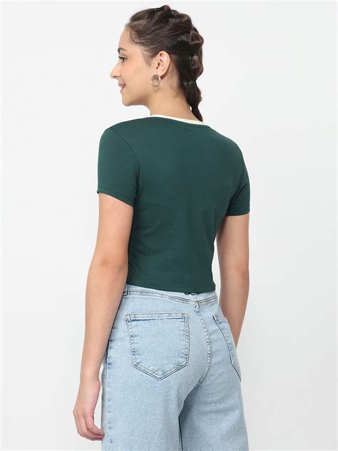 Buy Women Bottle Green Genz Tees | Kraus Jeans