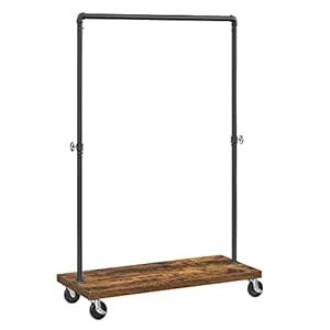 VASAGLE Industrial Pipe Style Rolling Garment Rack with Shelf, Lockable ...