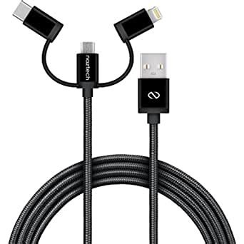 Naztech Braided 3-in-1 Hybrid USB Cable for USB-C : Amazon.in ...