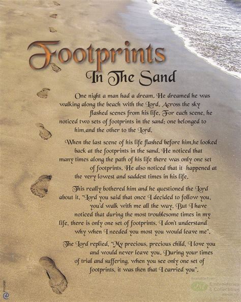 Printable Footprints In The Sand Poem Text - Printable Board Games