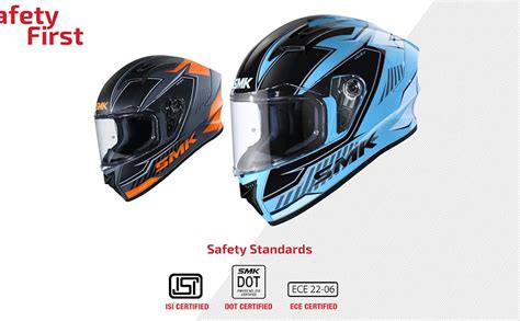 SMK Stellar Sports Adox Helmet ISI, DOT & Ece-06 Certified Full Face ...