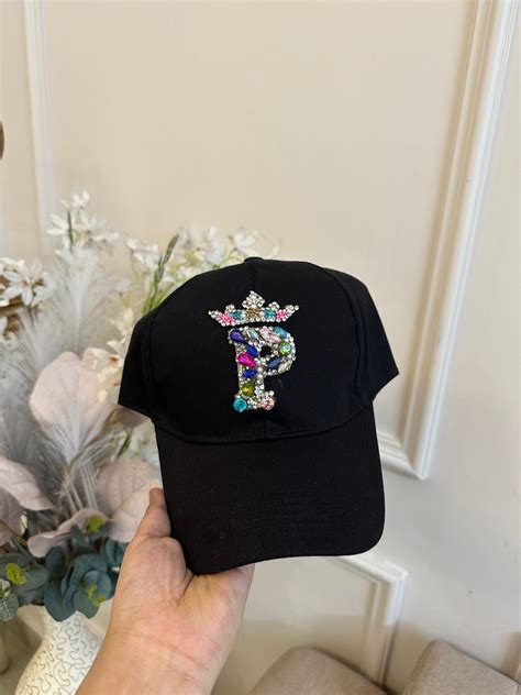 Black Embellished Initial Cap – Posh India