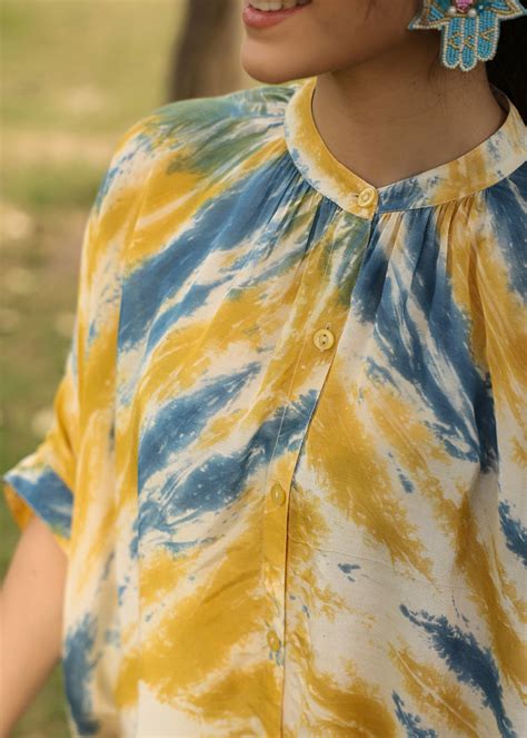 Earth Viscose Mustard & Blue Multicolor Tie dye Coord Set – EverBloom
