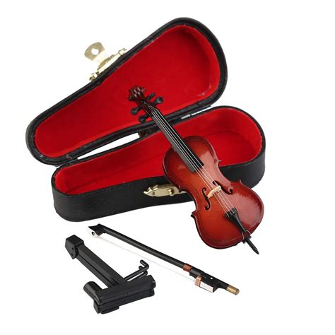 Dselvgvu Wooden Miniature Cello with Stand, Bow and Case Mini Musical ...