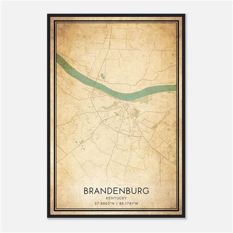 Vintage Brandenburg Kentucky Map Poster, Brandenburg KY City Road Wall Art Print - Custom Maps ...