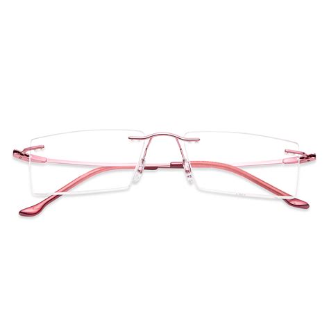 Buy Pink Rimless Rectangle Eye Player SLEEK STEEL E003 Eyeglasses at ...