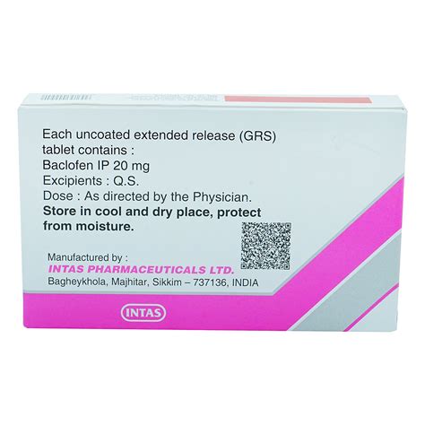 Baclof OD 20 Tablet | Uses, Side Effects, Price | Apollo Pharmacy