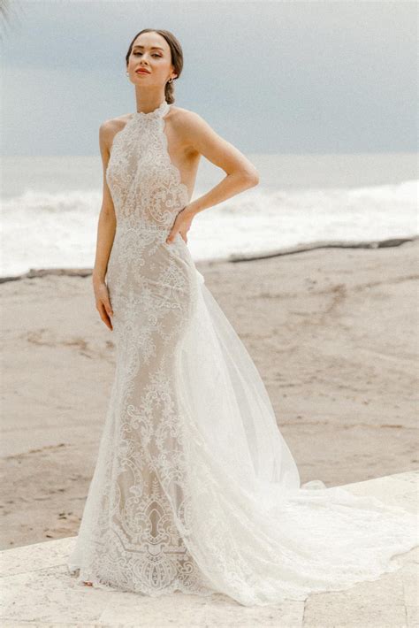 Halter Wedding Dress Beach