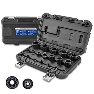 AKM 19PC External Torx Plus Socket Set,Female E-Torx Star Torque Socket ...