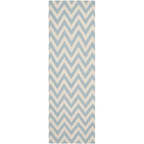Safavieh Dhurries Farrah 2 X 10 (ft) Wool Blue/Ivory Indoor Chevron ...