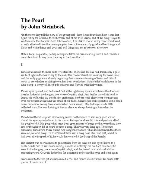 The-Pearl-John-Steinbeck Full Text - The Pearl by John Steinbeck "In ...