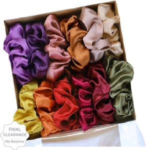 SNT Shiny Silk Hair scrunchies | set of 12 | multicolor Rubber Band ...