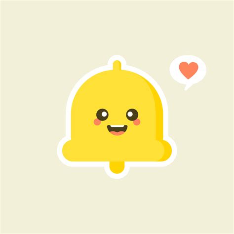 kawaii hand bell flat design. Happy notifications, announcements. Reminder alarm. Emoji ...