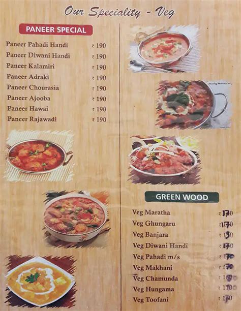 Menu at Greenwood Resort, Pune