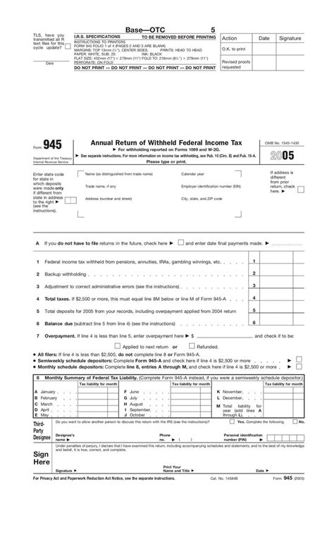 Image result for Form 945
