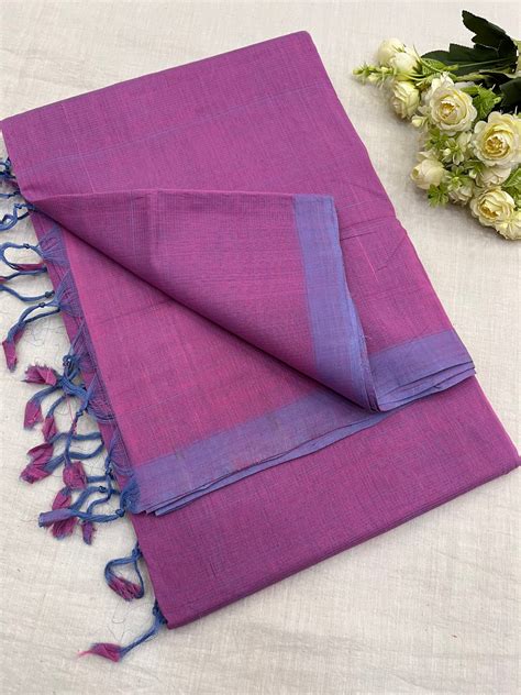 Foamy Pink Plain Mangalgiri Saree – The Loom Store