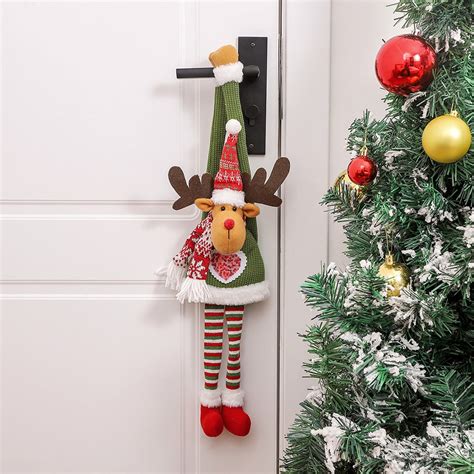 Moocorvic Christmas Door Hangers, Plush Snowman and Santa Claus Holiday ...