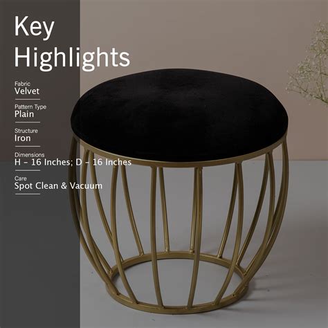 Buy Classic Black Metallic Stool Set of 2 Online at Best Prices | Nestroots