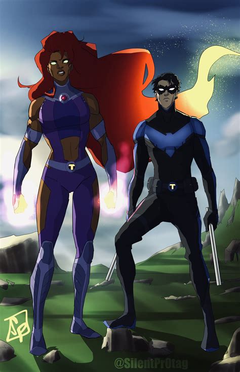 Young Justice Nightwing And Starfire Fanart By Casatalie #dickkory