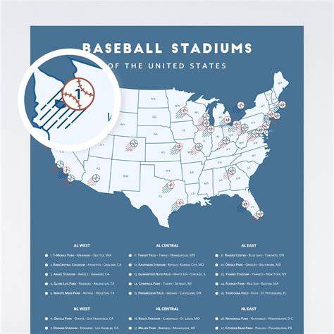 Baseball Stadiums Checklist Map all Sizes / LA Dodgers, Chicago Cubs ...