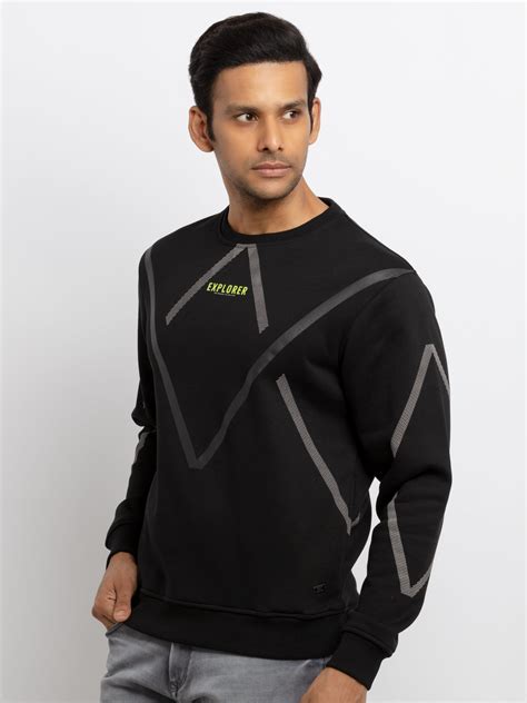 Buy Black Printed Round Neck Sweatshirt for Men | Status Quo