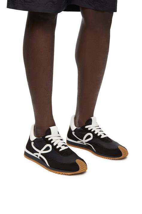 Flow Runner in nylon and suede Black/White - LOEWE