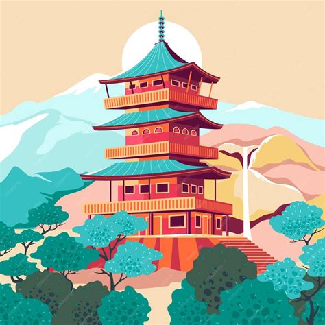 Hand drawn japanese castle illustration | Free Vector