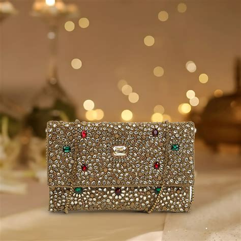 Buy Cheemo Women Gold Clutch Online | SKU: 77-247-15-10 – Mochi Shoes