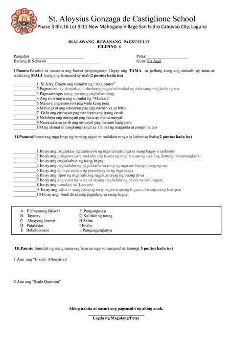 Image result for Abstract Exam Tagalog