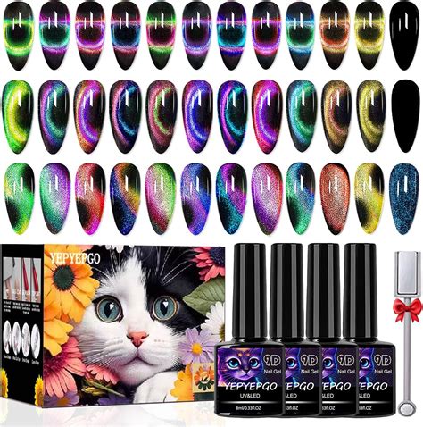 Amazon.com : Cat Eye Gel Nail Polish Set, Magnetic Nail Polish Gel ...