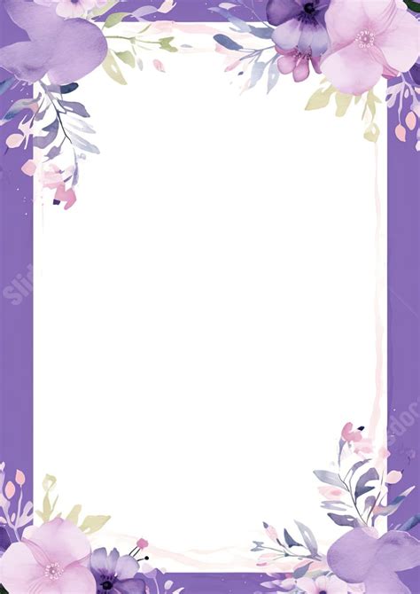 Creative Border With Simple Purple Florals Page Border Background Word ...