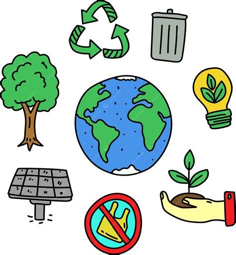 Dibujo De Ilustración Vector Relacionado Con La Tierra Y Ecología En ...