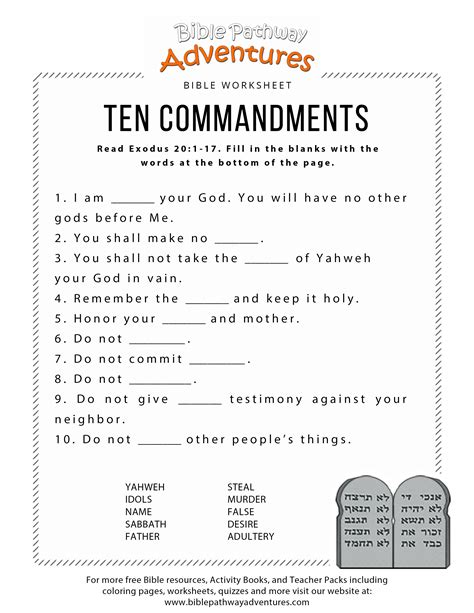 Ten Commandments Poster Printable - Printable Board Games