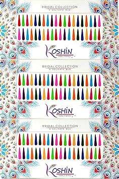KOSHIN Multicolor Tilak Long Size Per Bindi Height 1.8cm Forehead Bindi ...