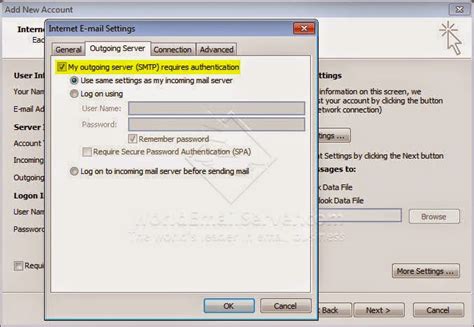 Image result for Outgoing Email Server Settings