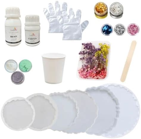 ICRAFTYWORLD 26 Pcs DIY Epoxy Resin Art Kit with Moulds Agate Coaster ...