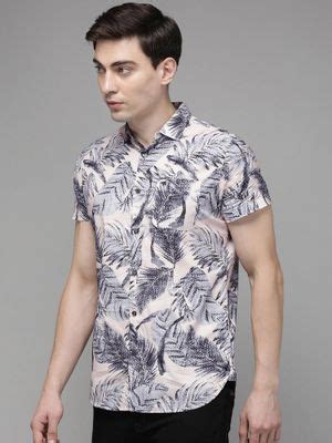Buy The Bear House Men's Peach Resort Wear Slim Fit Shirt Online