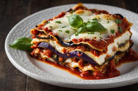Eggplant lasagna with ricotta mozzarella and marinara sauce | Premium ...