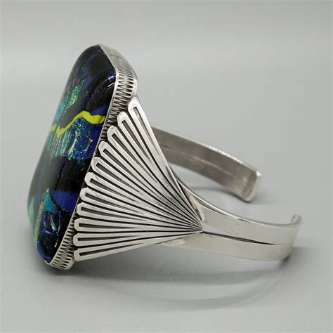 Steve Yellowhorse Navajo Silver Bangle - www.prayogindia.in