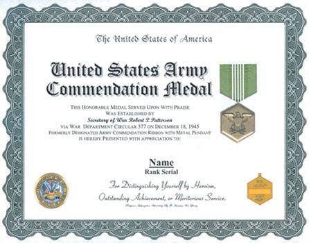 Army Commendation Medal Display Recognition