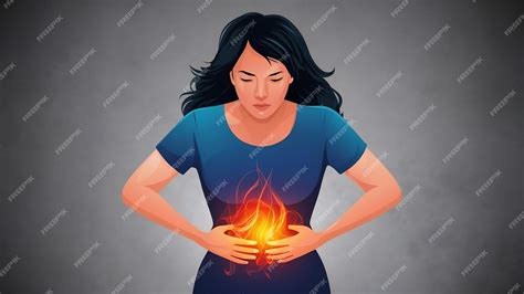 Síntomas de la enfermedad de reflujo ácido o ardor de estómago Ilustración de quemaduras ...