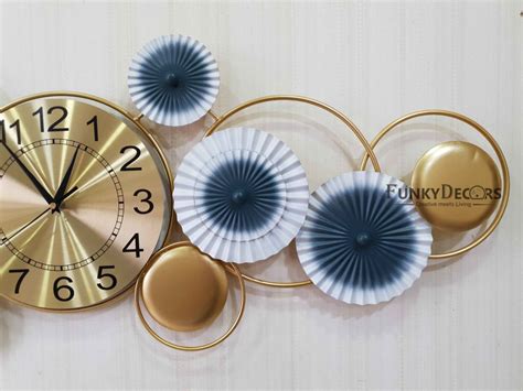 FunkyTradition 3D Luxury Flower Colorful Metal Wall Clock and WallArt,