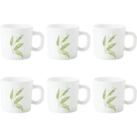 Larah by BOROSIL - Breeze Opalware Mug Set, 6-Pieces, (White) : Amazon ...