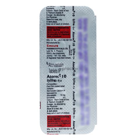 Atorec 10 MG Tablet - Uses, Dosage, Side Effects, Price, Composition ...