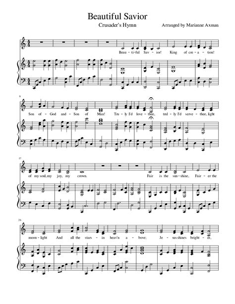 Beautiful Savior (by Marianne Axman -- 2 part choir, Duet, SA, ST ...