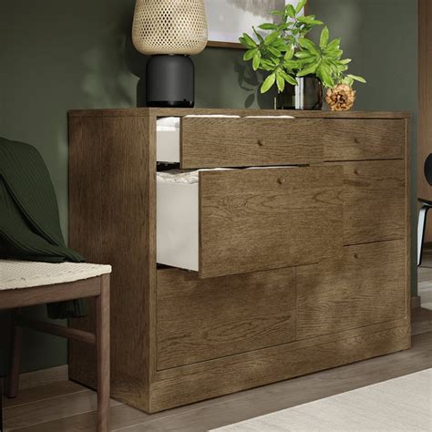 TONSTAD chest of 6 drawers, brown stained oak veneer, 120x47x90 cm (471 ...