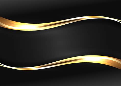Abstract luxury template gold wave line with lighting effect on black ...