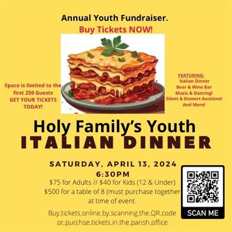 Youth Fundraiser Italian Dinner, 4848 Pearl Ave, San Jose, CA, United ...